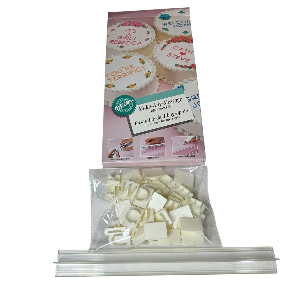 Wilton Make-Any-Message Letterpress Set Vintage 1998 Cake Decorating Tool Kit